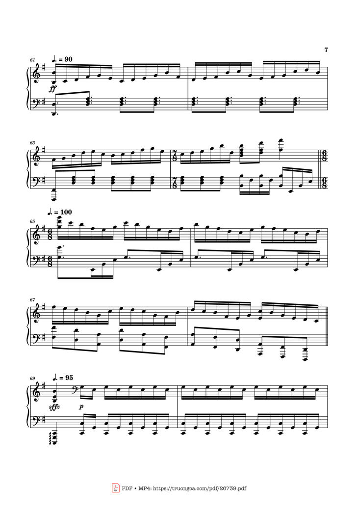 Page 7 of the piano sheet music PDF Piano – Can You Hear the Music Piano by Ludwig Goransson
