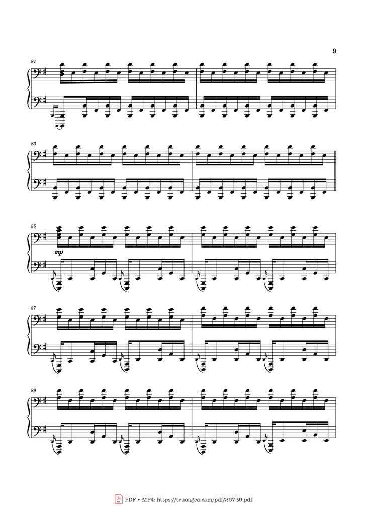 Page 9 of the piano sheet music PDF Piano – Can You Hear the Music Piano by Ludwig Goransson