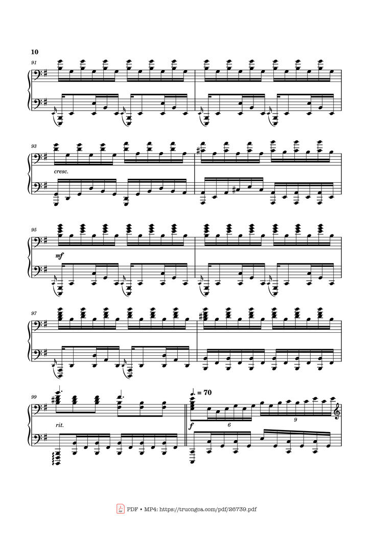 Page 10 of the piano sheet music PDF Piano – Can You Hear the Music Piano by Ludwig Goransson