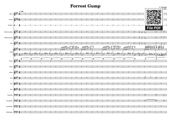 Page 1 of the piano sheet music PDF – Forrest Gump Piano by A. Silvestri
