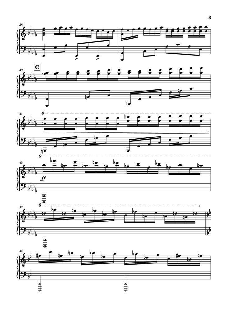 Page 3 of the piano sheet music PDF Piano – Prologue: Lycoris Radiata Piano by Spikes