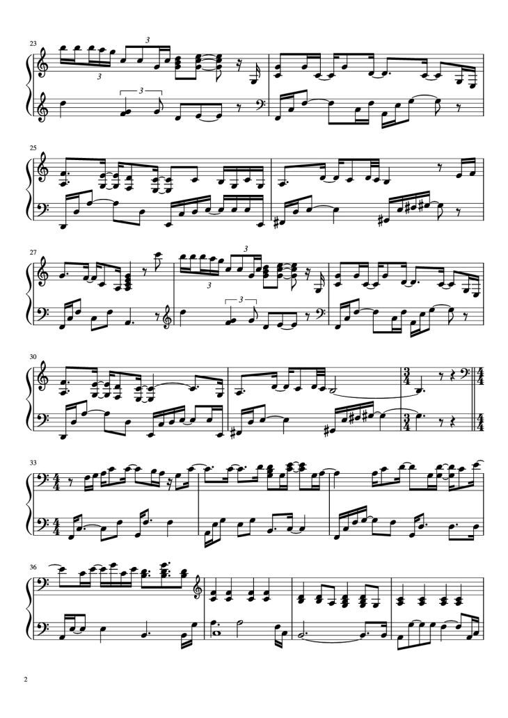 Page 2 of the piano sheet music PDF Piano – Cinta Kan Membawamu - Dewa 19 Piano by Dewa 19