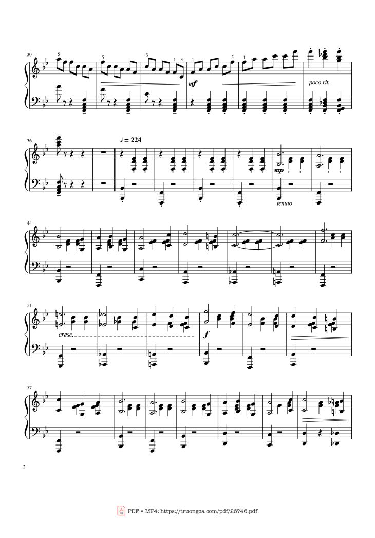 Page 2 of the piano sheet music PDF Piano – Tchaikovsky Waltz from "The Sleeping Beauty" Piano by Pyotr Ilyich Tchaikovsky