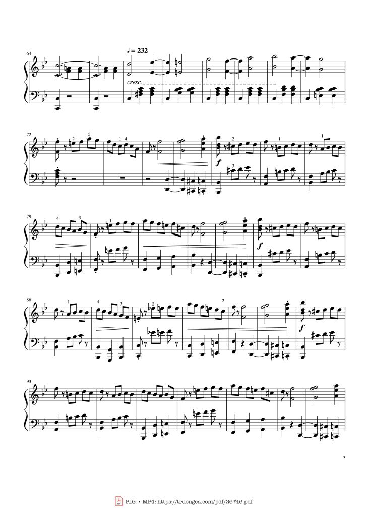 Page 3 of the piano sheet music PDF Piano – Tchaikovsky Waltz from "The Sleeping Beauty" Piano by Pyotr Ilyich Tchaikovsky