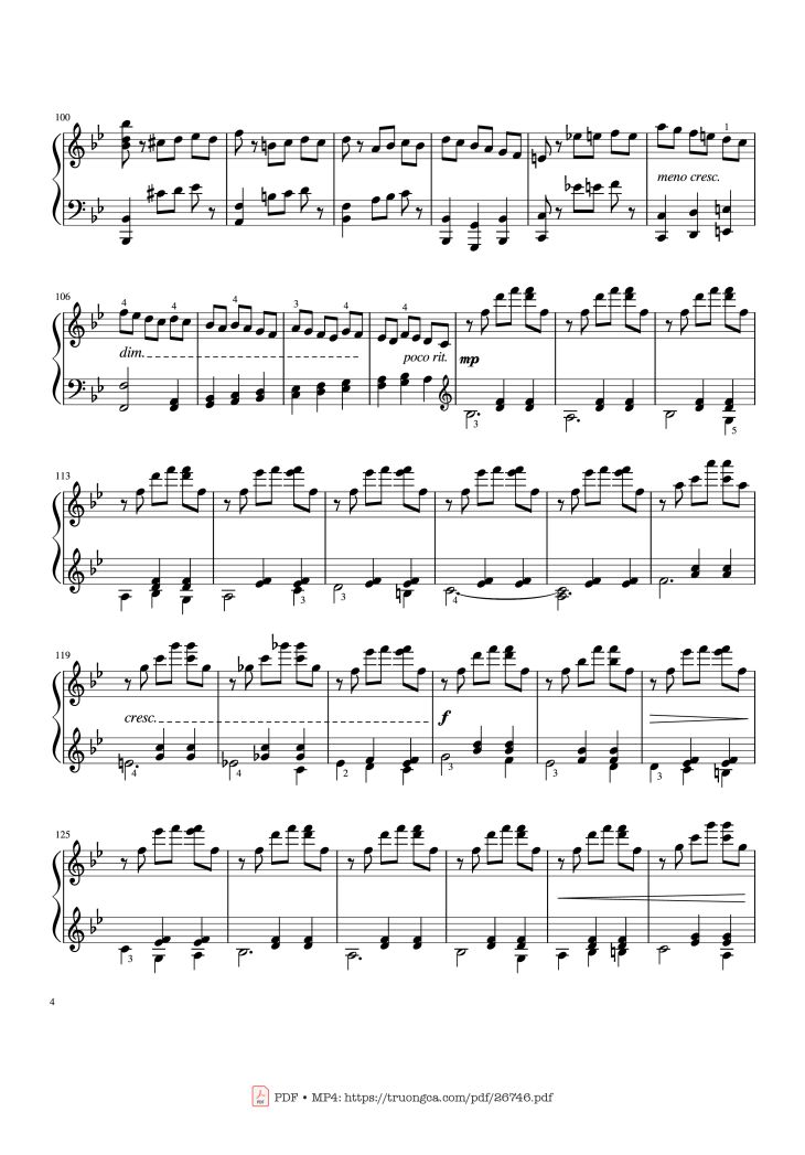 Page 4 of the piano sheet music PDF Piano – Tchaikovsky Waltz from "The Sleeping Beauty" Piano by Pyotr Ilyich Tchaikovsky