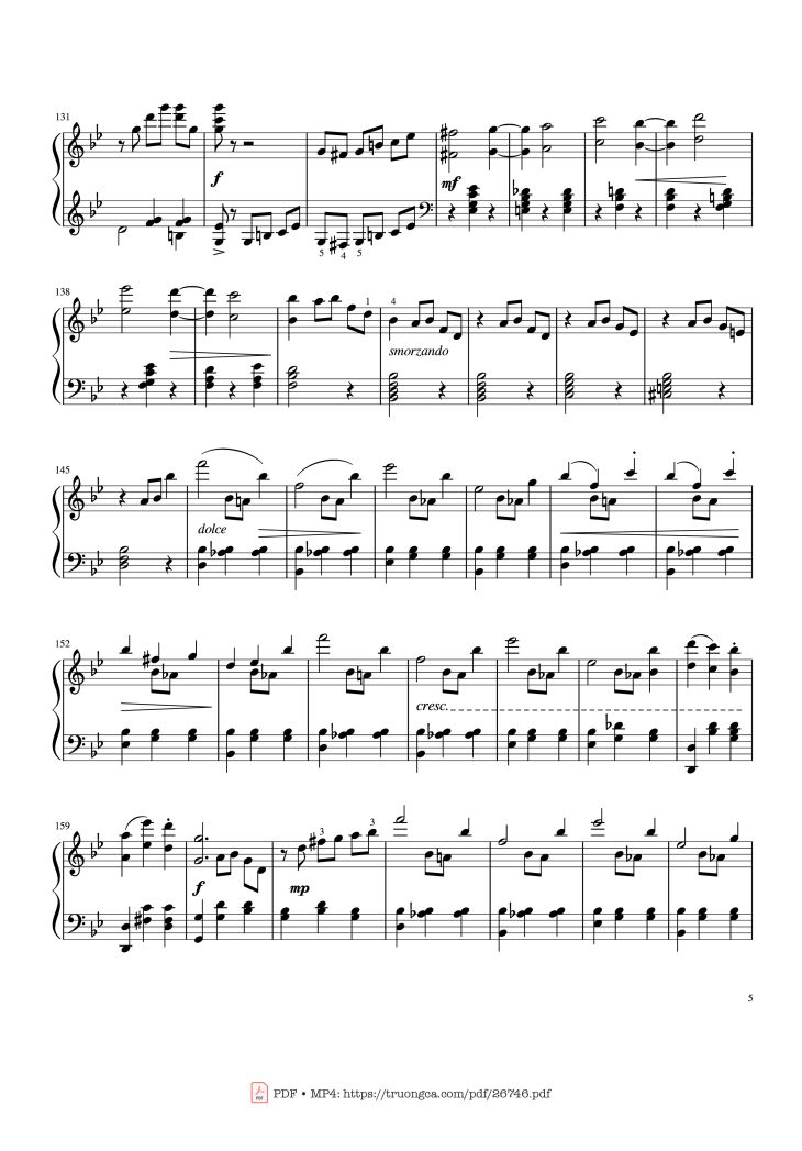 Page 5 of the piano sheet music PDF Piano – Tchaikovsky Waltz from "The Sleeping Beauty" Piano by Pyotr Ilyich Tchaikovsky