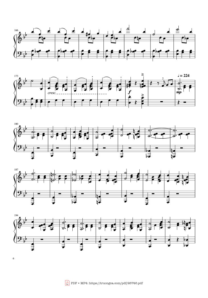 Page 6 of the piano sheet music PDF Piano – Tchaikovsky Waltz from "The Sleeping Beauty" Piano by Pyotr Ilyich Tchaikovsky