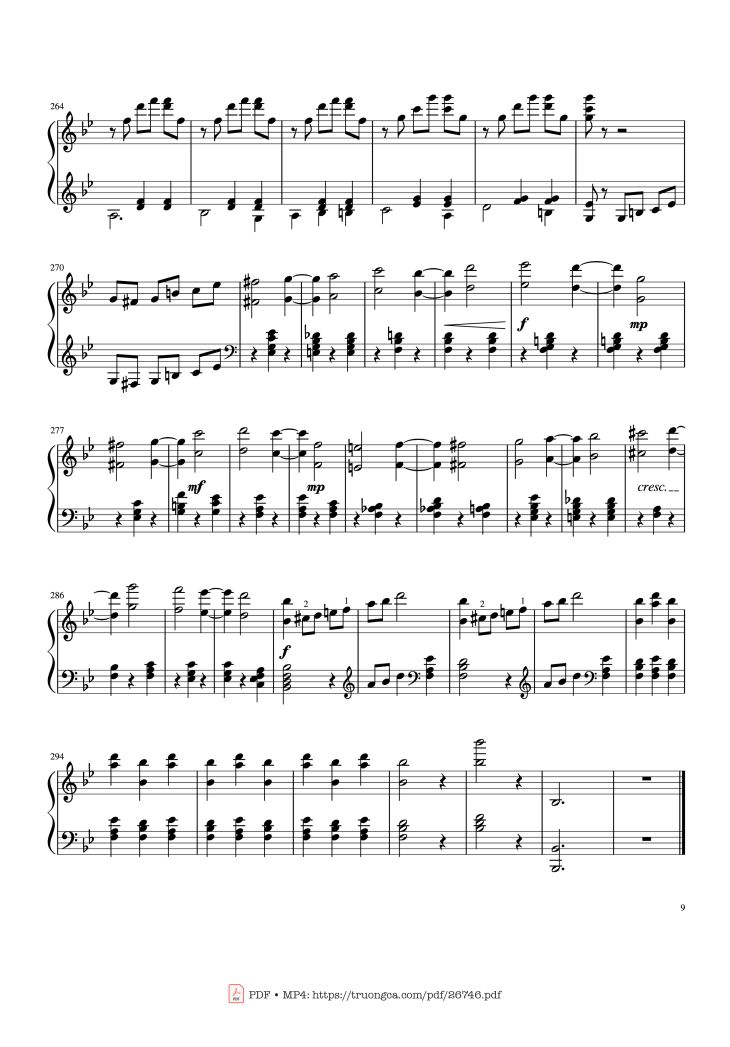 Page 9 of the piano sheet music PDF Piano – Tchaikovsky Waltz from "The Sleeping Beauty" Piano by Pyotr Ilyich Tchaikovsky