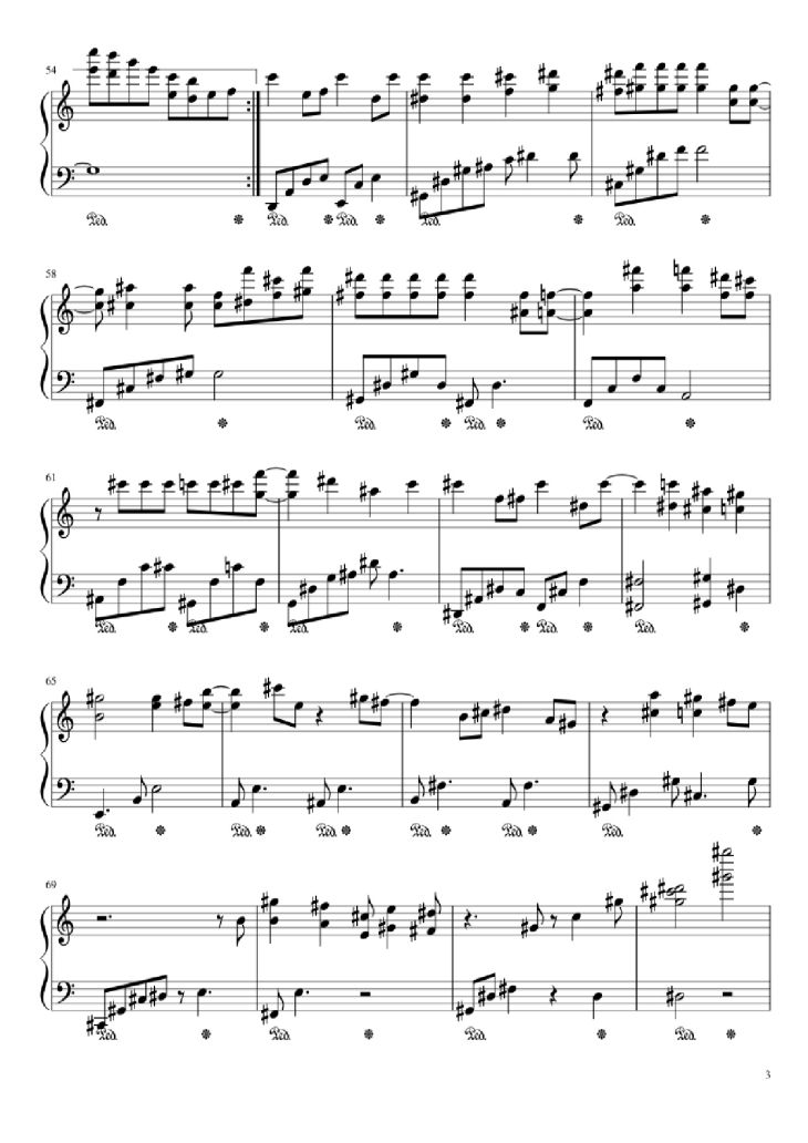 Page 3 of the piano sheet music PDF Piano – Nothing
