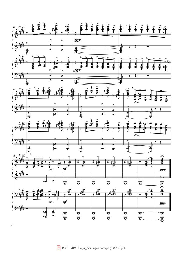 Page 4 of the piano sheet music PDF – Prelude in C♯ minor, Op. 3 No. 2 - Rachmaninov by Sergei Rachmaninov