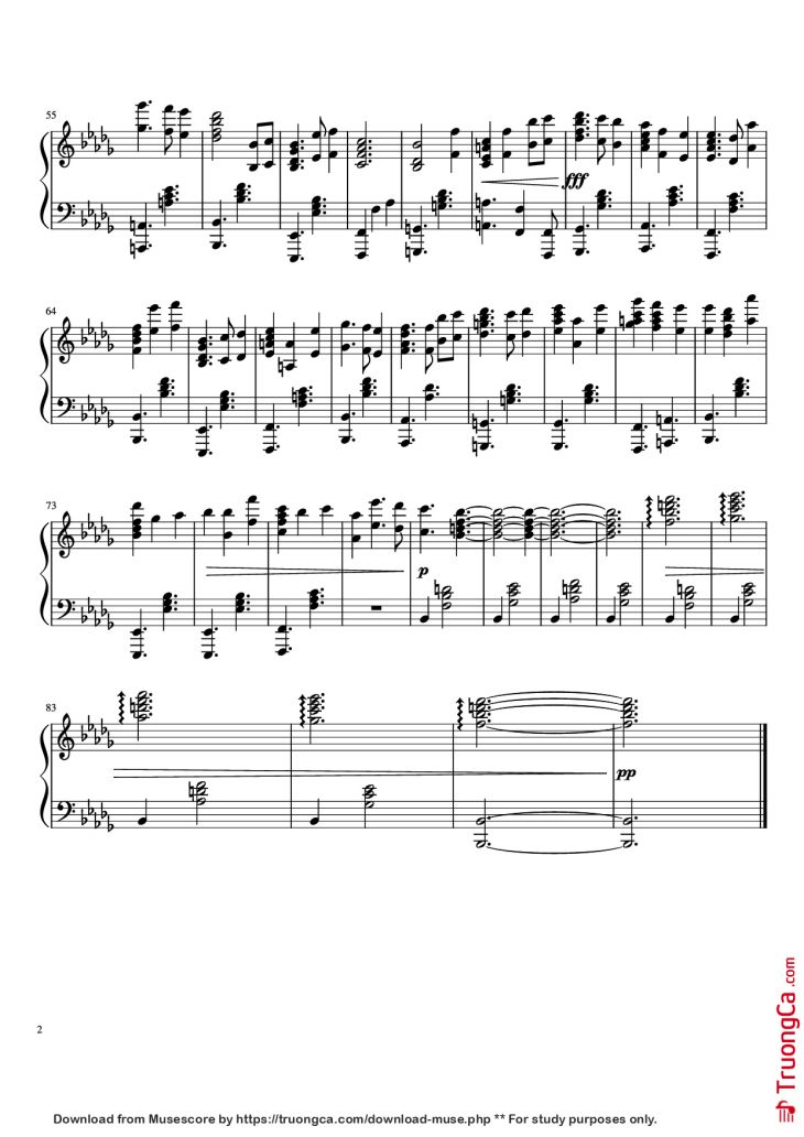 Page 2 of the piano sheet music PDF Piano – Isabellas Lullaby Piano by Takahiro Obata