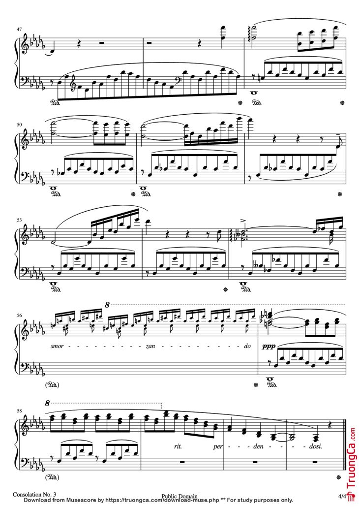 Page 4 of the piano sheet music PDF – Consolations Piano by Franz Liszt