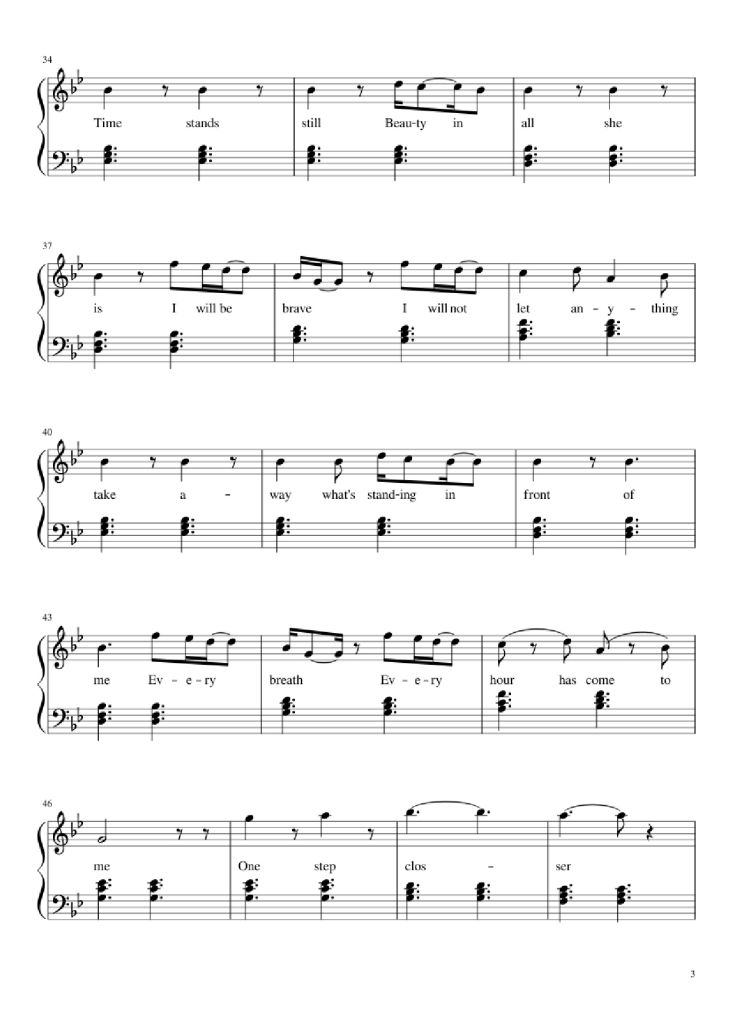 Page 3 of the piano sheet music PDF Piano – A Thousand Years Piano by Christiana Perri