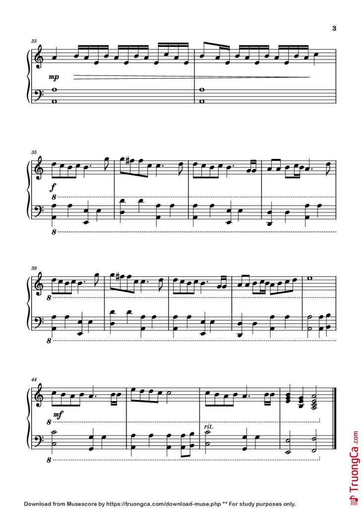 Page 3 of the piano sheet music PDF Piano – The Unforgiven Piano by JAMES HETFIELD, KIRK HAMMETT, & LARS ULRICH