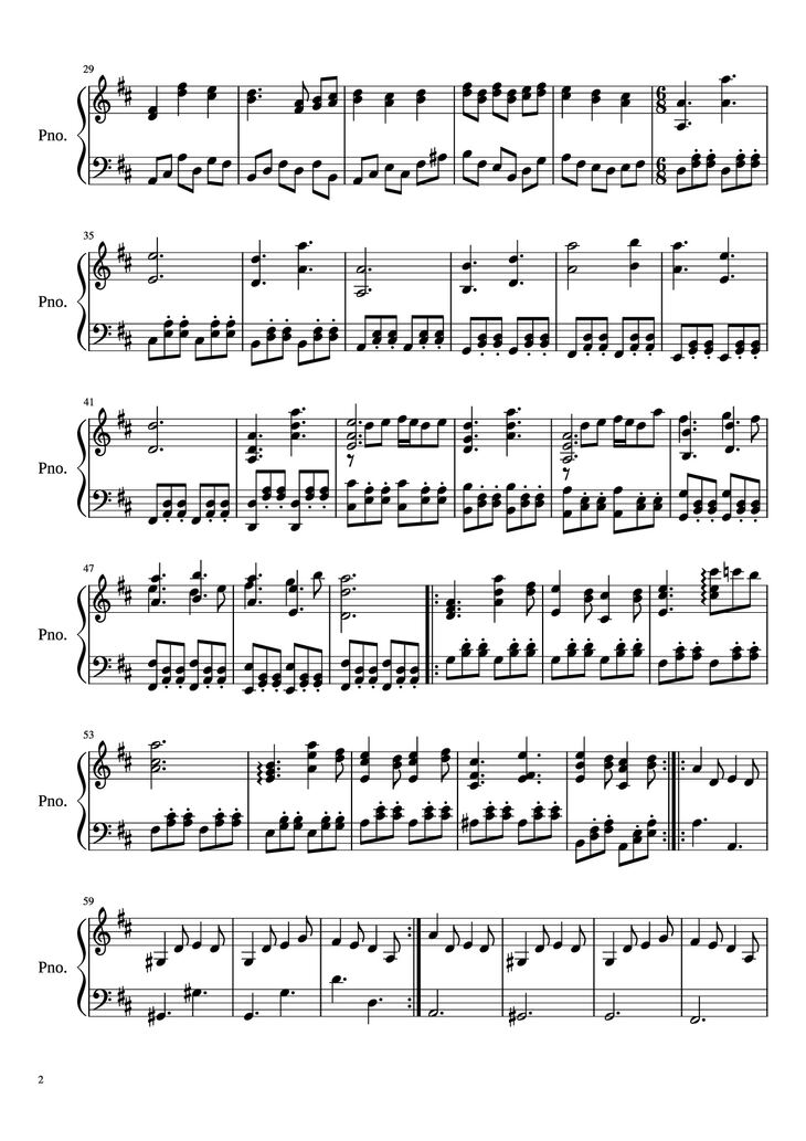 Page 2 of the piano sheet music PDF Piano – Fallen Down Piano by Toby Fox