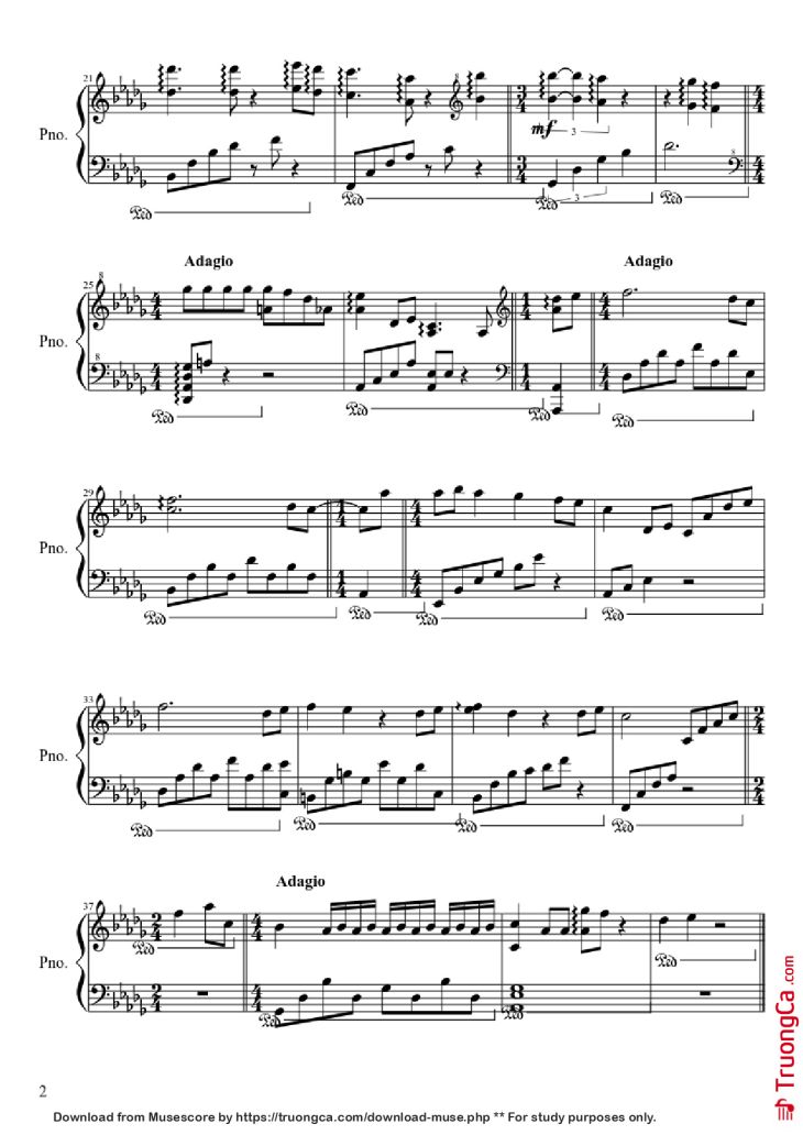Page 2 of the piano sheet music PDF Piano – To The Moon-For River (Johnny