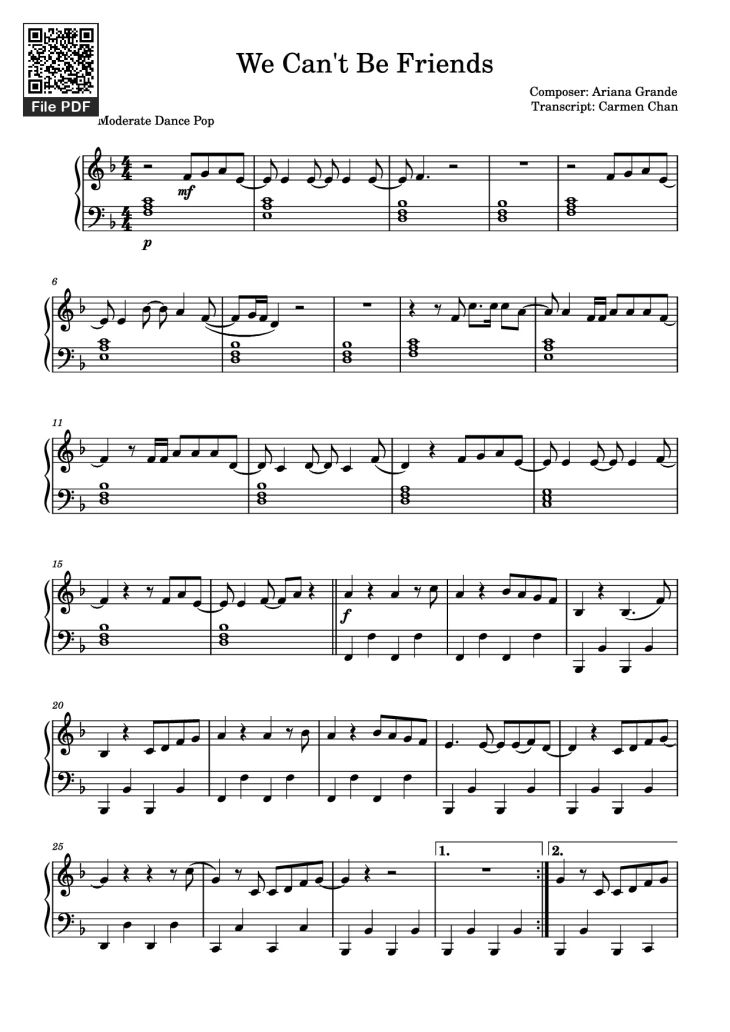 Page 1 of the piano sheet music PDF Piano – We Can