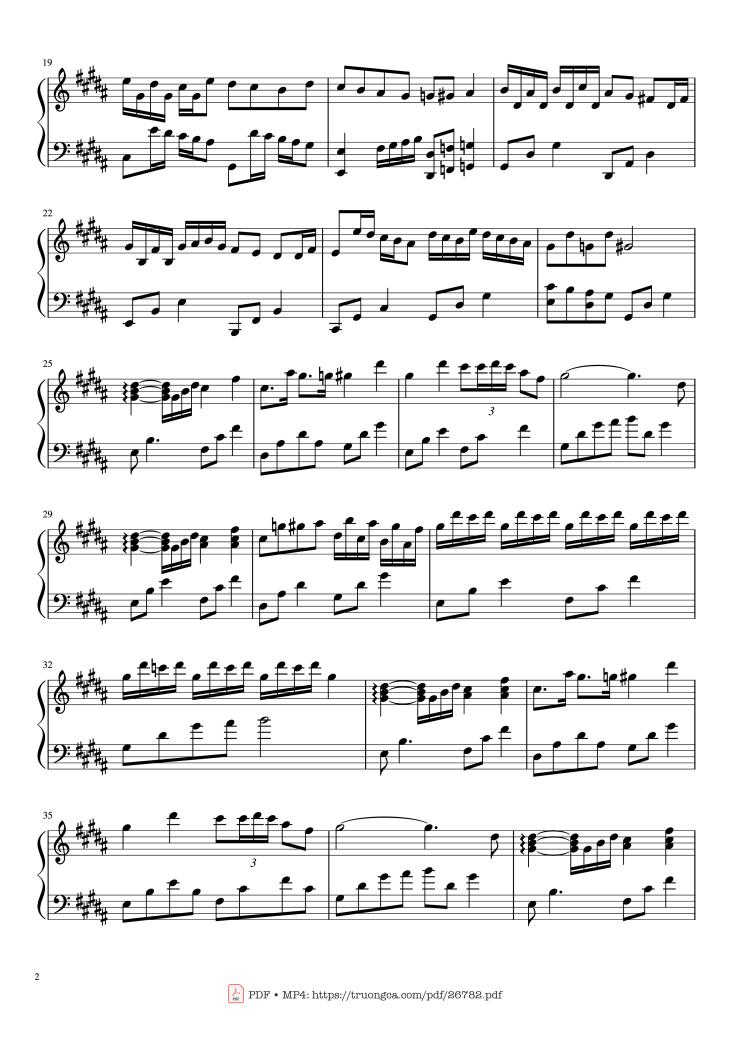 Page 2 of the piano sheet music PDF Piano – Flower Dance Piano by Composed by DJ Okawari