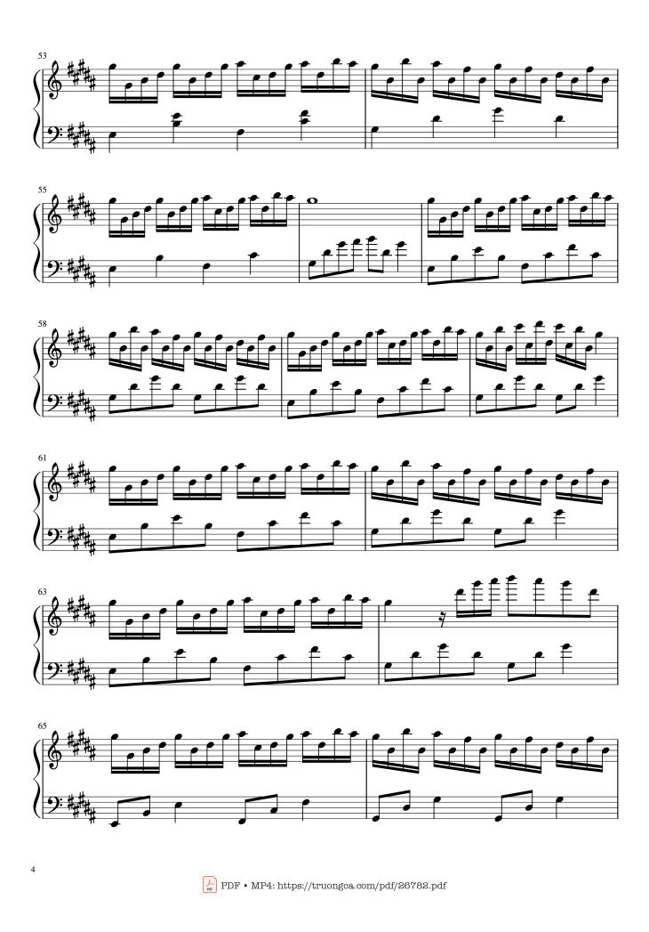 Page 4 of the piano sheet music PDF Piano – Flower Dance Piano by Composed by DJ Okawari