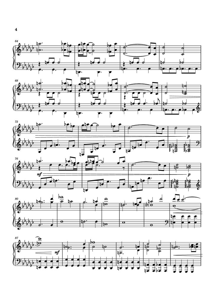 Page 4 of the piano sheet music PDF Piano – Natlan Piano by Arranged by: Kenjin Gaming