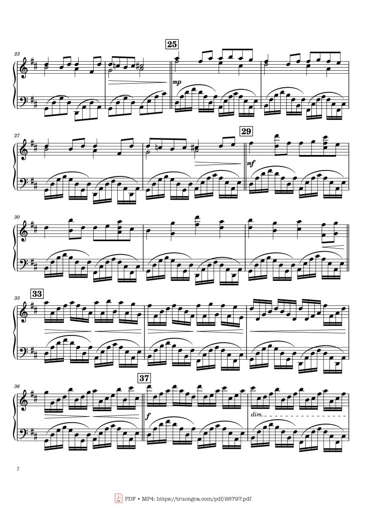 Page 2 of the piano sheet music PDF Piano – Pachelbel