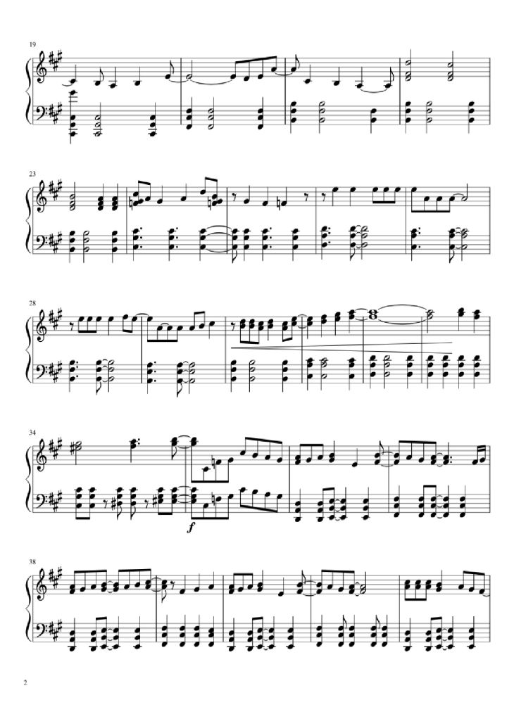 Page 2 of the piano sheet music PDF Piano – Hikaru Nara Piano by Original Composer: Goose House Arr: DA830
