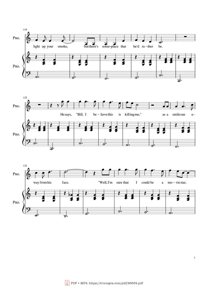 Page 7 of the piano sheet music PDF Piano – Piano Man (Vocal-Piano) by Words and Music by Billy Joel