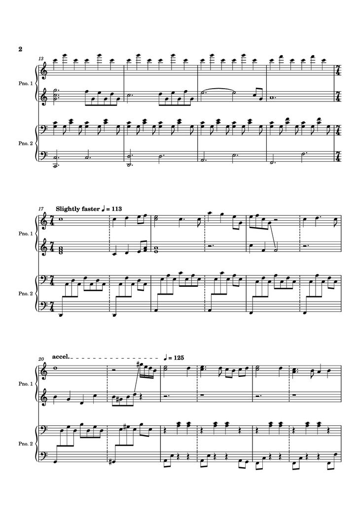 Page 2 of the piano sheet music PDF Piano – Time is Tearing Us Apart Piano by Kyle Patrick Naval