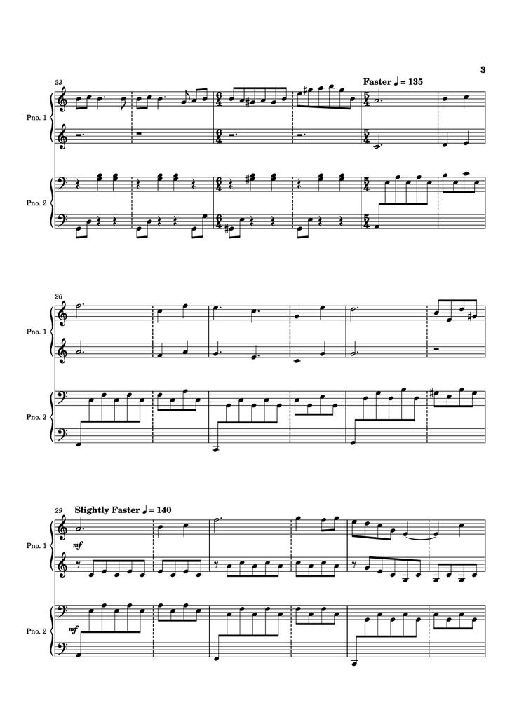 Page 3 of the piano sheet music PDF Piano – Time is Tearing Us Apart Piano by Kyle Patrick Naval