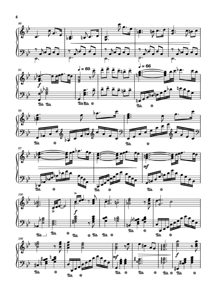 Page 4 of the piano sheet music PDF Piano – Adagio in G minor ( Albinoni) Piano by Music by Tomaso Albinoni