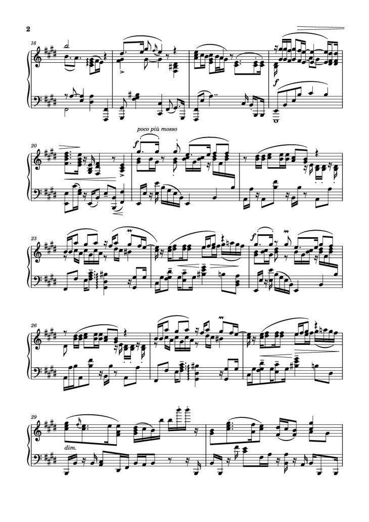 Page 2 of the piano sheet music PDF Piano – Fairouz - Kifak Enta | فيروز - كيفك إنت Piano by Ziad Rahbani | زياد الرحباني