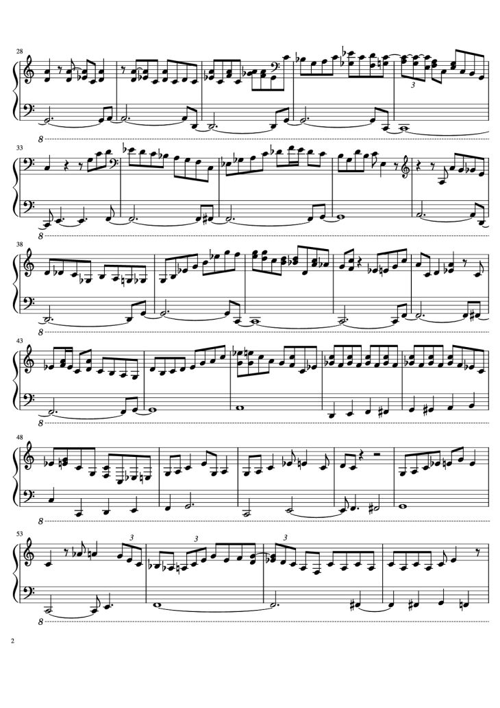 Page 2 of the piano sheet music PDF Piano – C Jam Blues Piano by Oscar Peterson