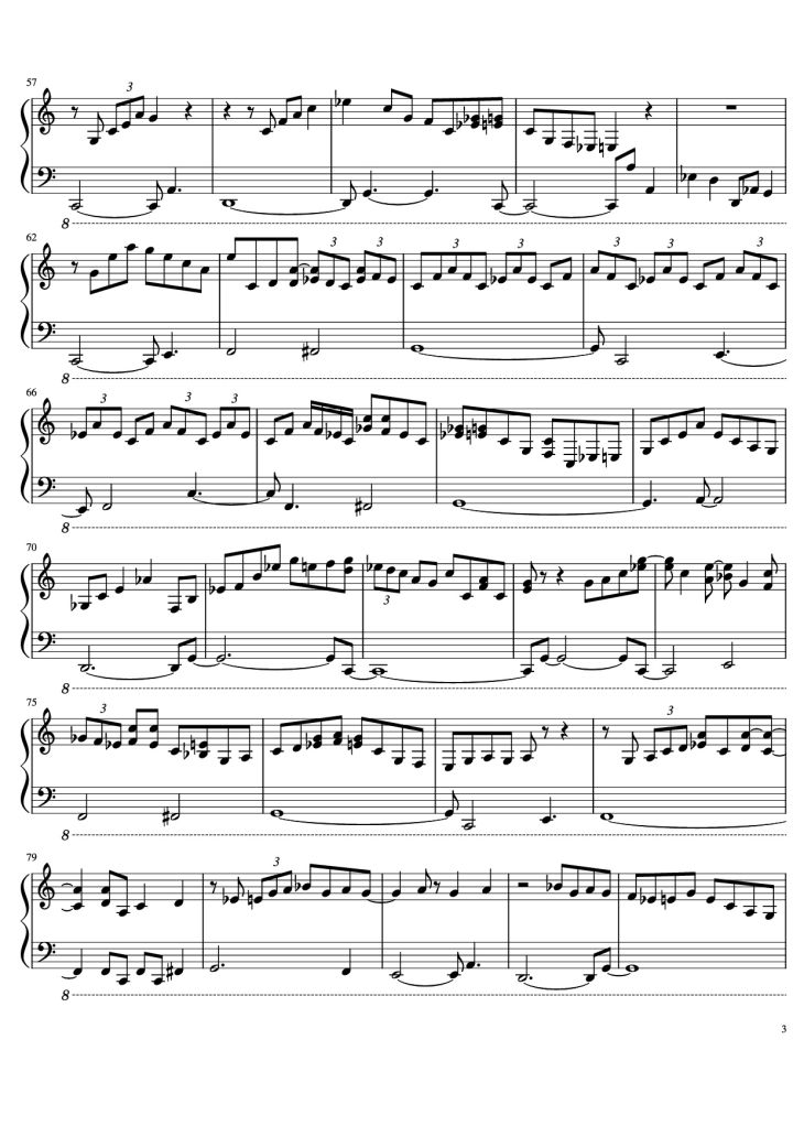 Page 3 of the piano sheet music PDF Piano – C Jam Blues Piano by Oscar Peterson