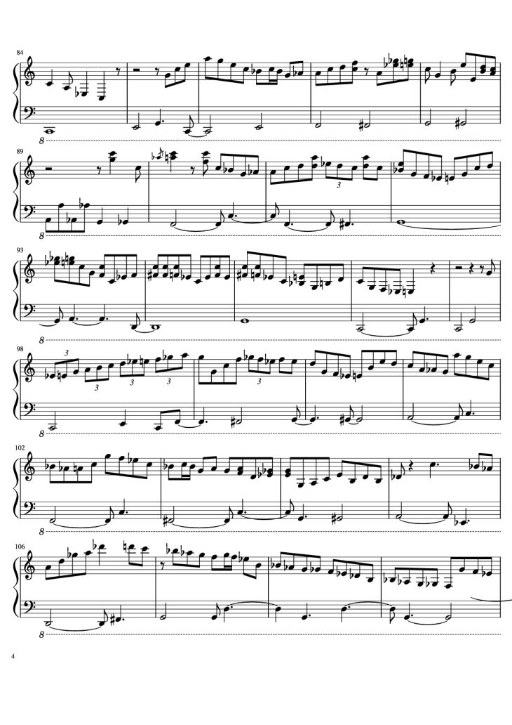 Page 4 of the piano sheet music PDF Piano – C Jam Blues Piano by Oscar Peterson