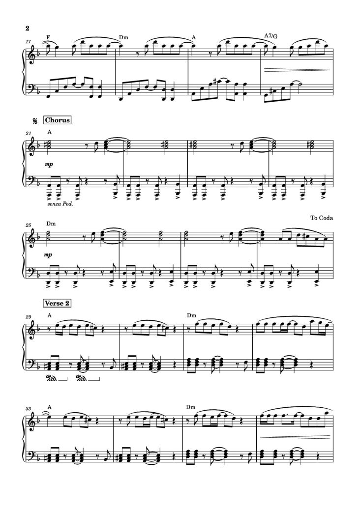 Page 2 of the piano sheet music PDF Piano – SPORTS CAR Piano by Tate McRae