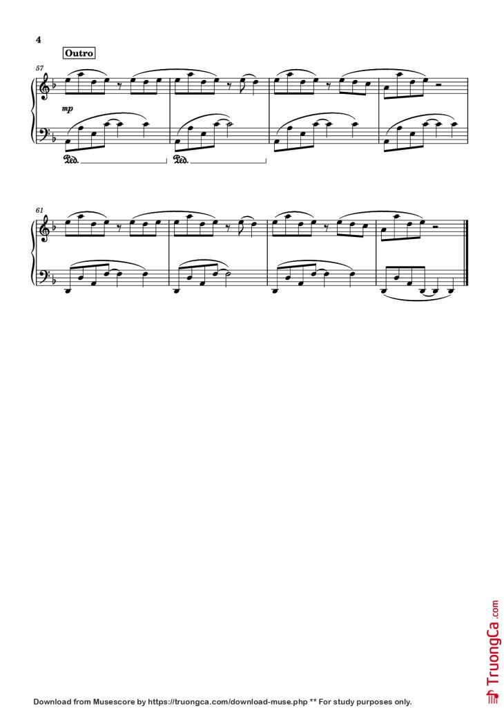Page 4 of the piano sheet music PDF Piano – SPORTS CAR Piano by Tate McRae