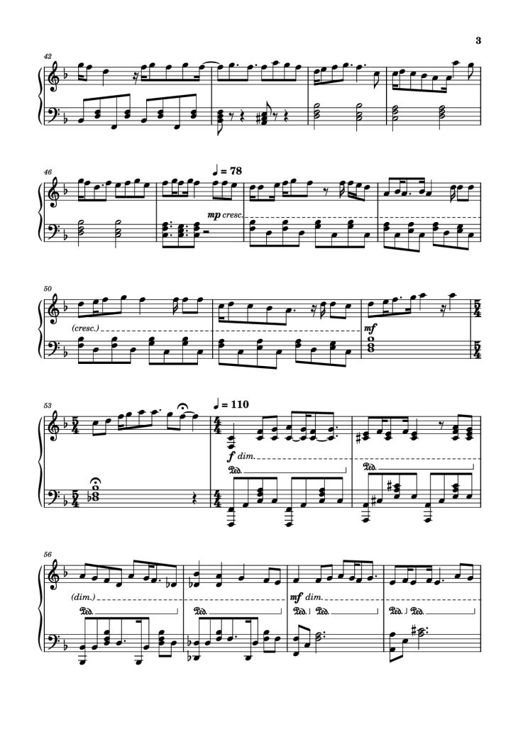 Page 3 of the piano sheet music PDF Piano – sweet hibiscus tea Piano by Penelope Scott