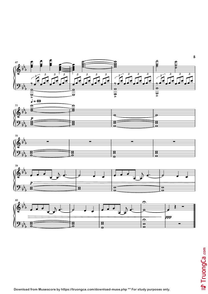 Page 5 of the piano sheet music PDF Piano – Infinite Amethyst Piano by James Lowe