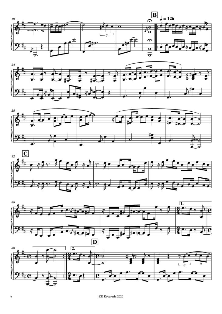 Page 2 of the piano sheet music PDF Piano – Spain Piano by Composer:Chick Corea