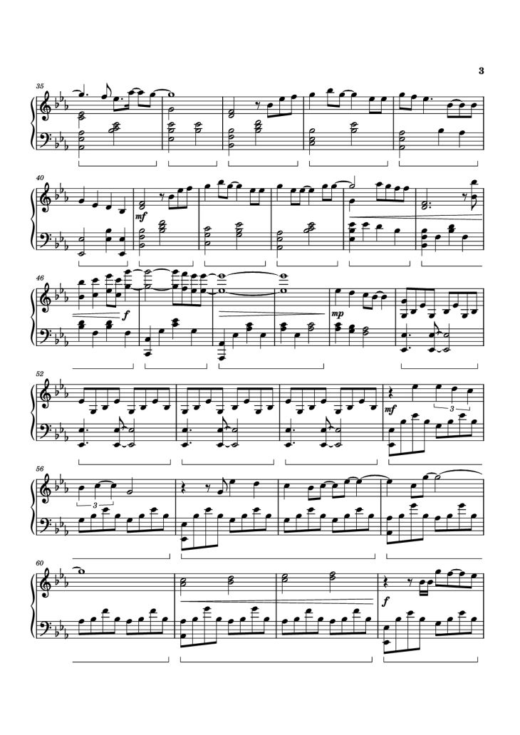 Page 3 of the piano sheet music PDF Piano – Turning Page Piano by Fiji Life