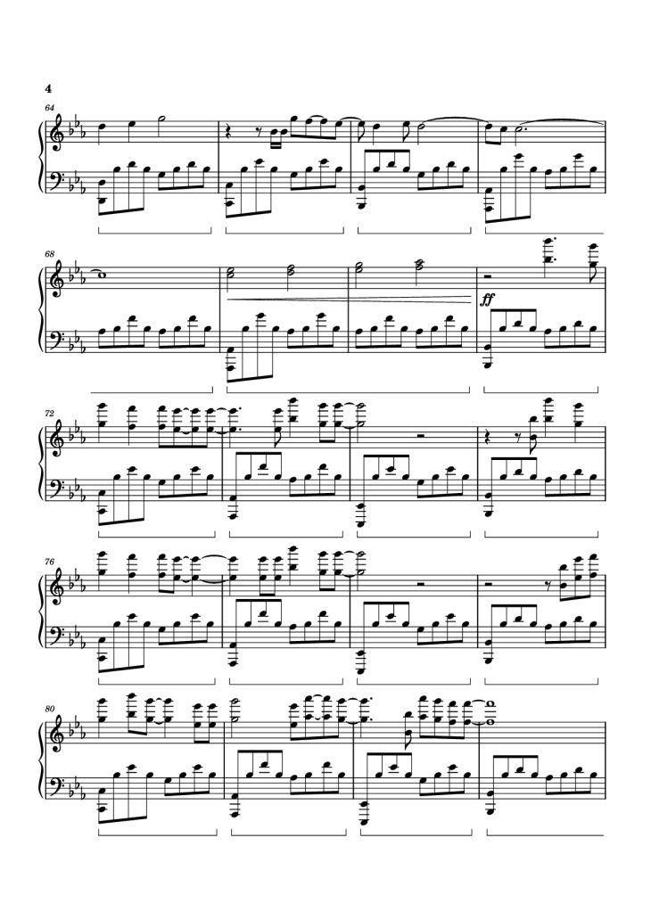 Page 4 of the piano sheet music PDF Piano – Turning Page Piano by Fiji Life