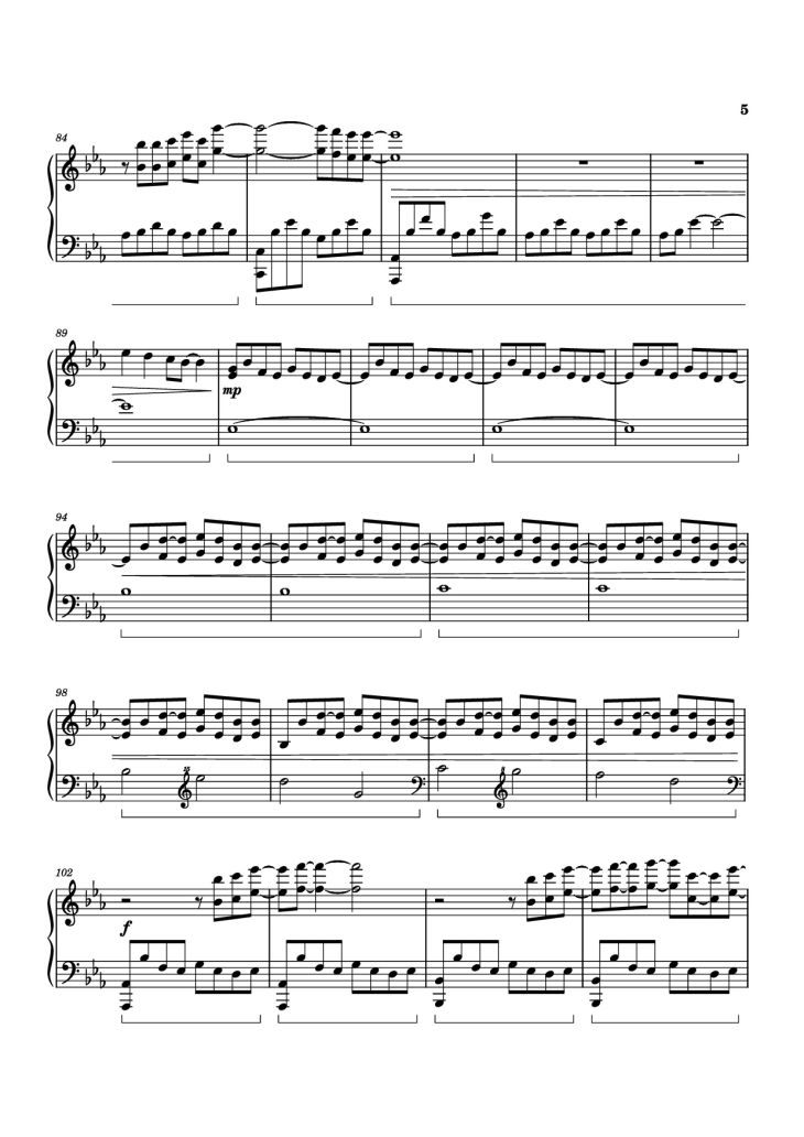 Page 5 of the piano sheet music PDF Piano – Turning Page Piano by Fiji Life