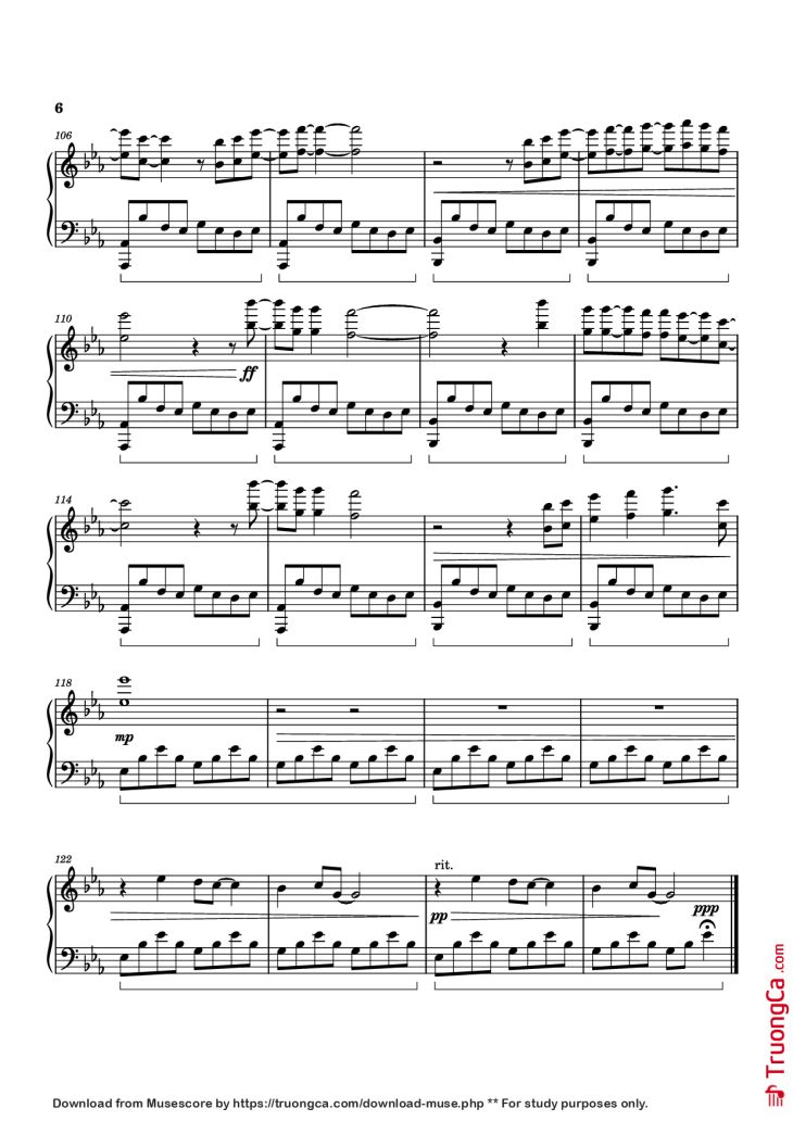 Page 6 of the piano sheet music PDF Piano – Turning Page Piano by Fiji Life