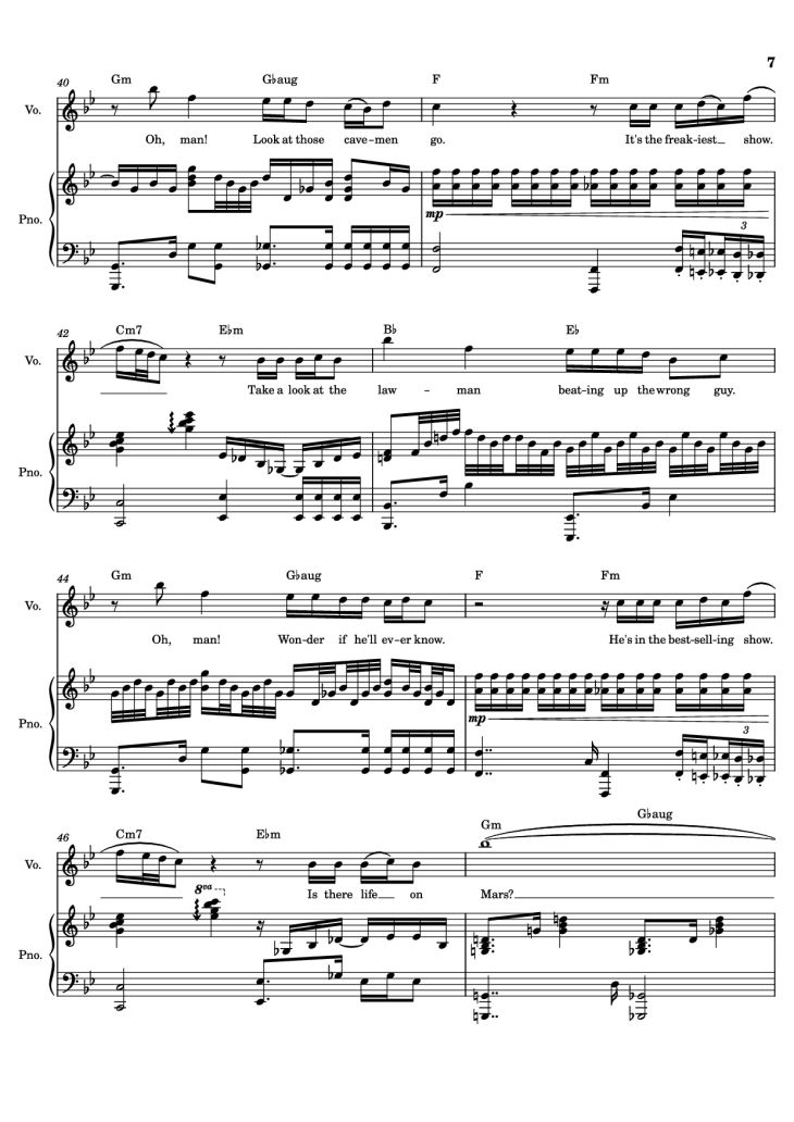 Page 7 of the piano sheet music PDF – Life On Mars? – David Bowie by Undefined