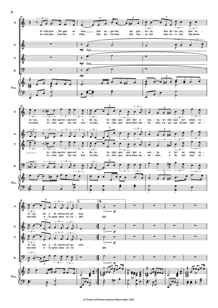 Page 2 of the piano sheet music PDF Piano – Se Eu Quiser Falar Com Deus Piano by By. Gilberto Gil