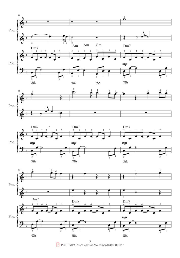 Page 5 of the piano sheet music PDF Piano – My Heart Will Go On Piano duet by Céline Dion