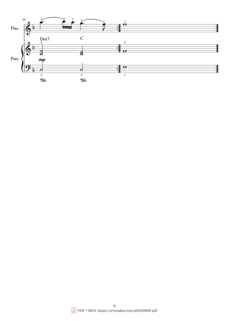 Page 6 of the piano sheet music PDF Piano – My Heart Will Go On Piano duet by Céline Dion