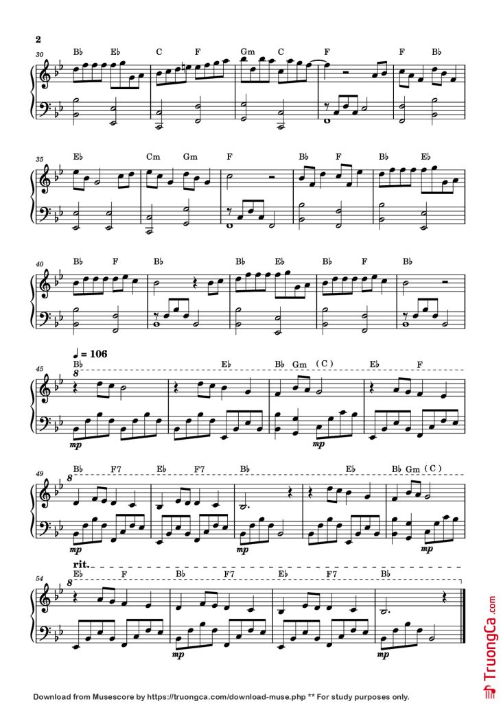 Page 2 of the piano sheet music PDF Piano – Little Things Piano by Music by: Benny Andersson