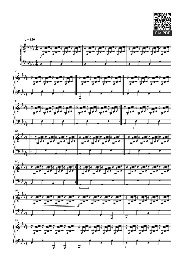 Page 1 of the piano sheet music PDF Piano – Hammers - Nils Frahm by Undefined