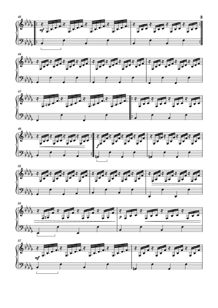 Page 3 of the piano sheet music PDF Piano – Hammers - Nils Frahm by Undefined